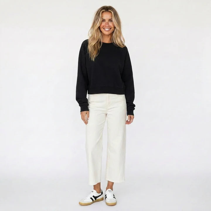 Solid Shrunken Raglan Sweatshirt