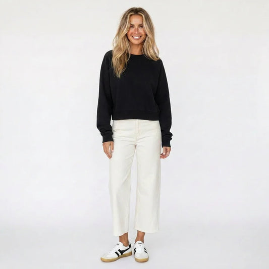 Solid Shrunken Raglan Sweatshirt